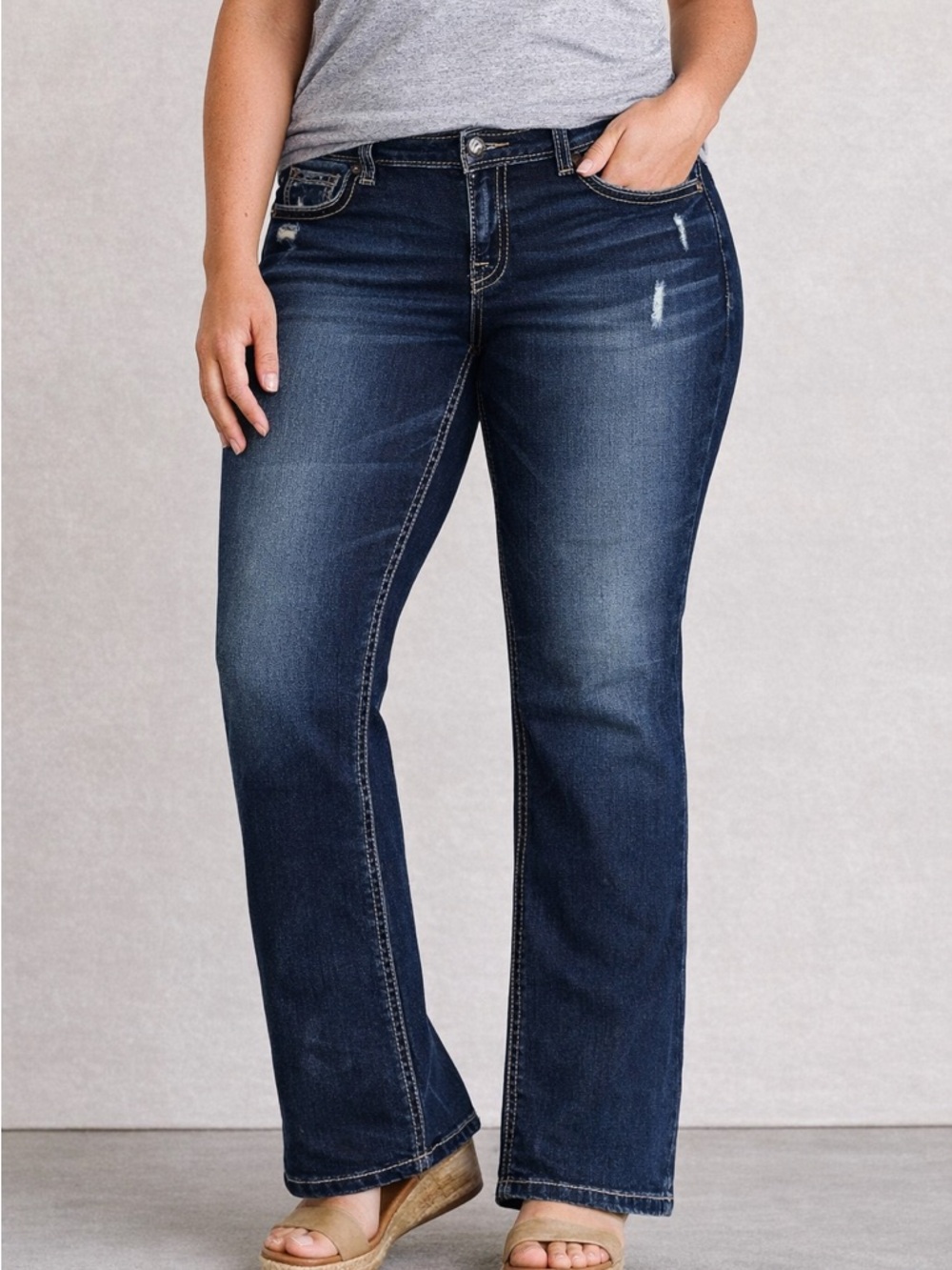 Silver Jeans Sam Bootcut Jeans Womens 18 L29 Dark Wash Mid Rise Stretch Denim